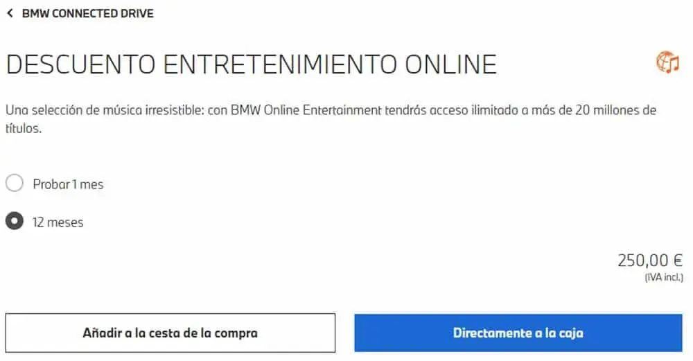 BMW Música Online 250 euros