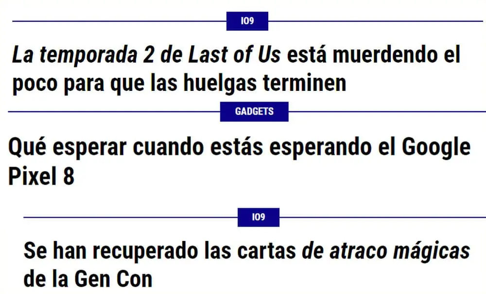 Titulares Gizmodo