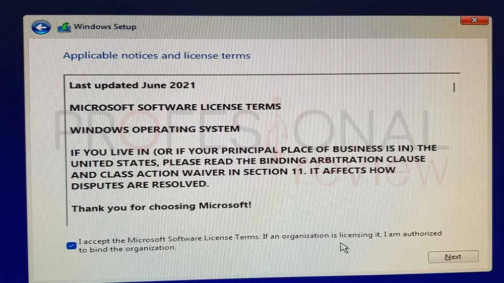 términos legales windows 11