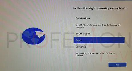 seleccionar región windows 11